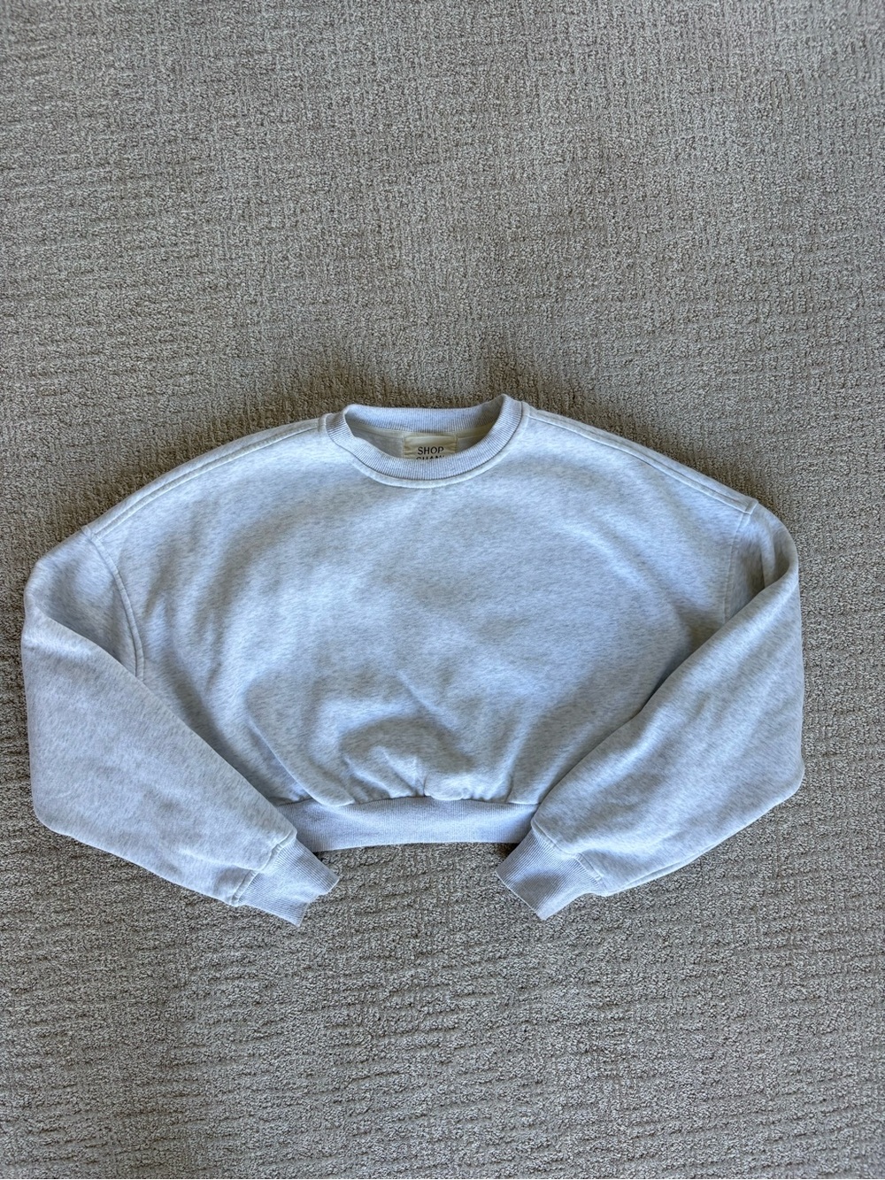 Shop Shani Cropped Crewneck Sweatshirt in Light Gray — Size S/M